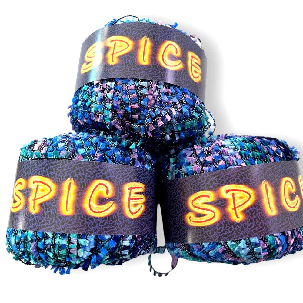 3 Balls Knitting Fever SPICE Eyelash Flutter Yarn | 05 Blue Pink | Made in Italy